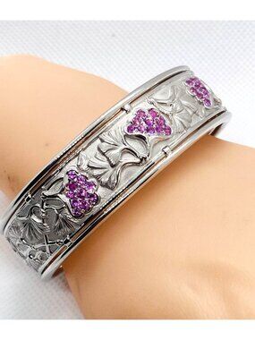 Carrera y Carrera Pink Sapphire White Gold Ginkgo Leafs Bracelet Cuff